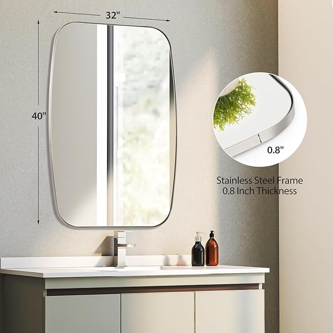 Brushed Nickel Bathroom Mirror, Living Room