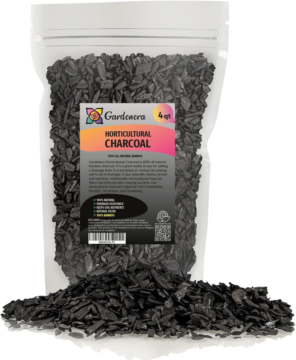 GARDENERA Horticultural Charcoal for Indoor Plants [4-Quart Bag] Black Diamon...
