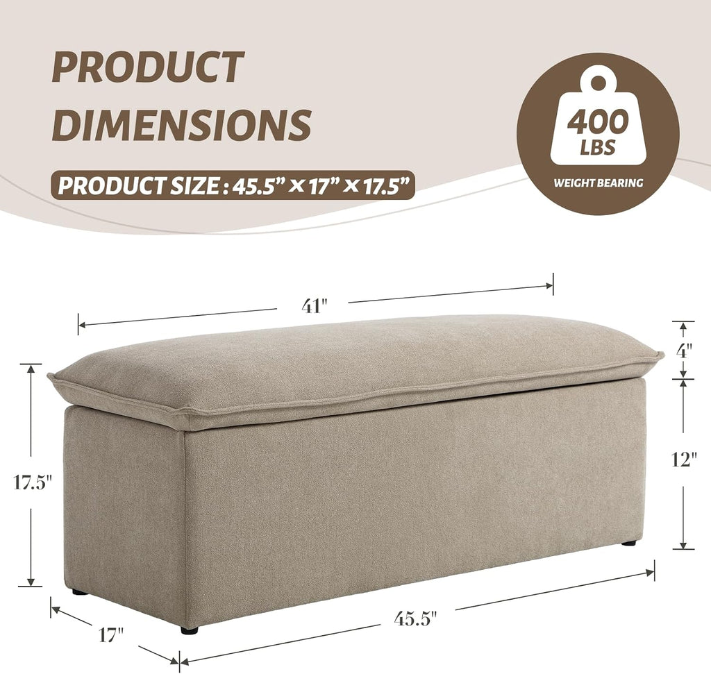 ya-home modern storage bench, upholstered storage ottoman chenille shown in use