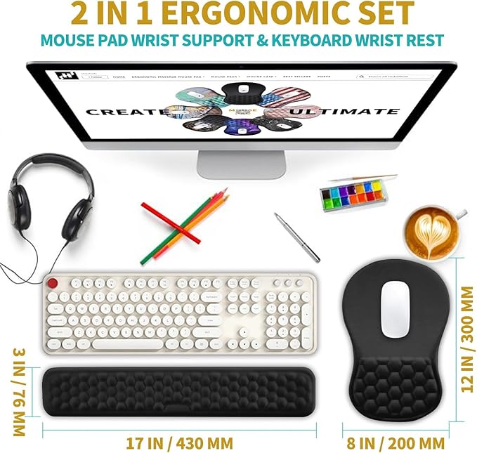Hokafenle 2 in 1 Ergonomic Mouse Pad Wrist Support & Wrist Rest
