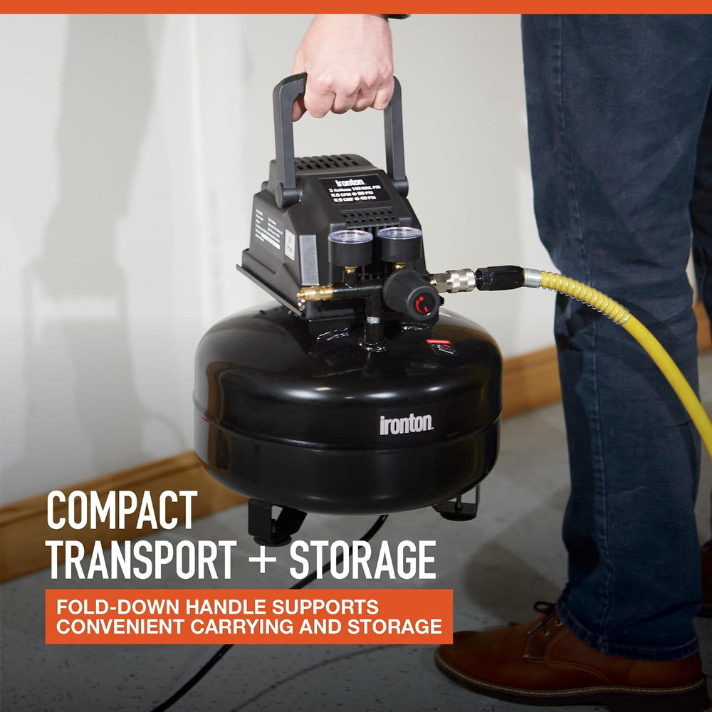 Ironton Oil-Free Pancake Air Compressor, 0.3 HP, 3 Gallon, 110 PSI