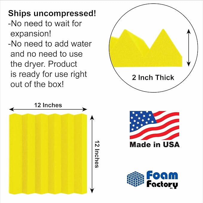 Foam Factory Inc 24 Pack Color Acoustic Foam Panel Studio Soundproofing Wedge