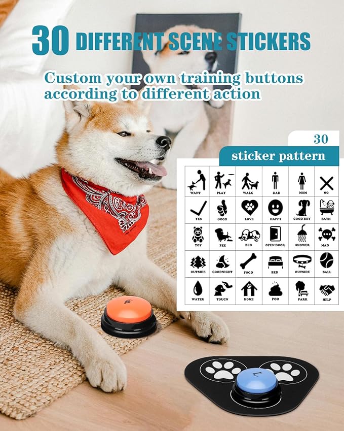 Dog Buttons for Communication, 30s Voice Recording Speaking Button Pet Speech (9 Pcs)