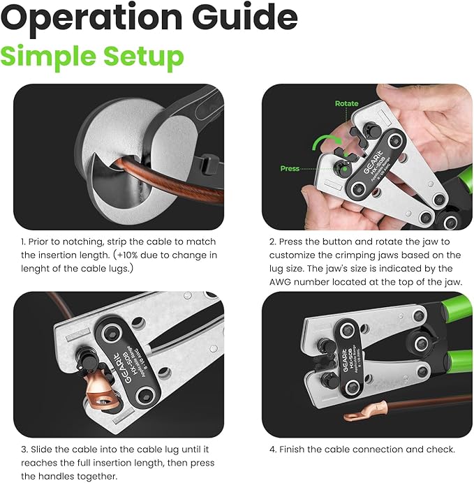GEARit 8 Gauge Ground Wire Kit, All-in-One Kit: Crimping Tool, 15 Lugs