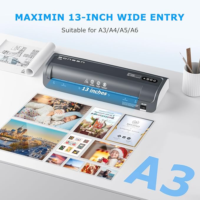 Laminator Machine, Bonsen 13 Inch Wide Thermal Laminator