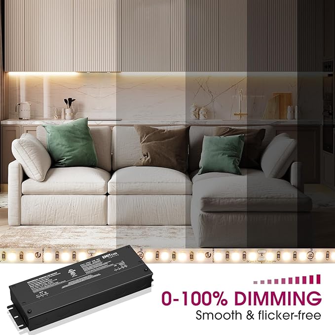 EMITEVER 288W Dimmable LED Driver, 24V 5-in-1 Dimmable Power Supply, 3-Channels