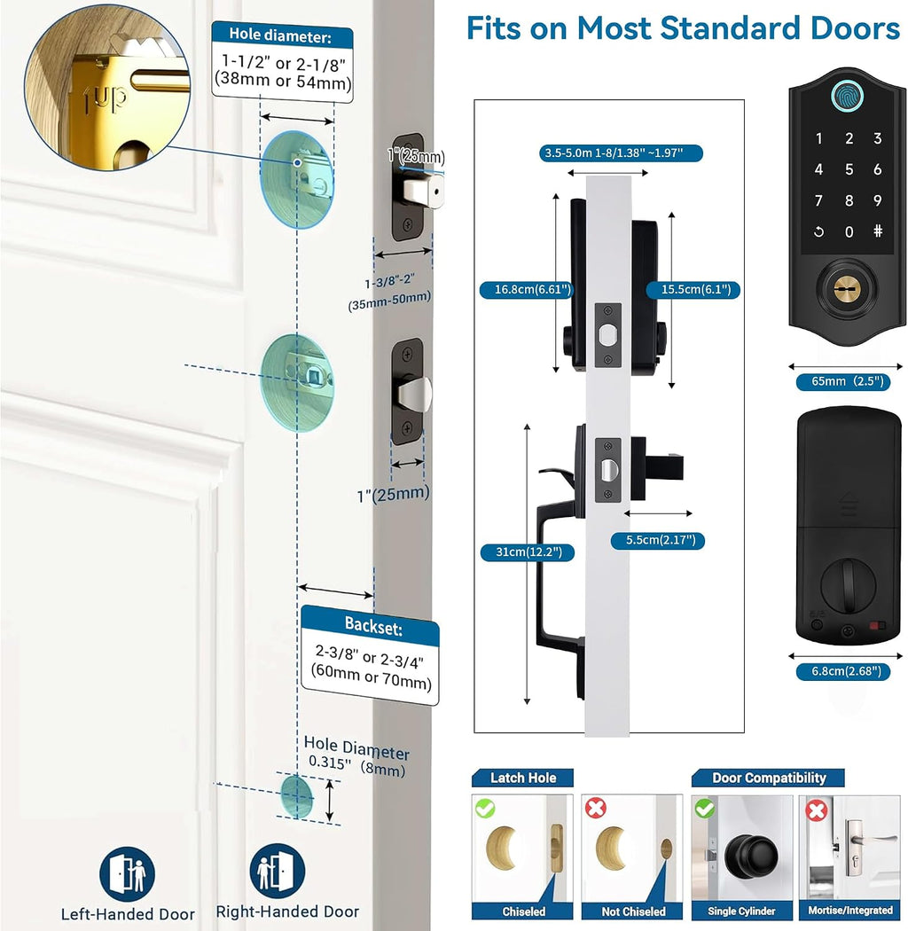fingerprint smart door lock front door with handle on a desk or shelf
