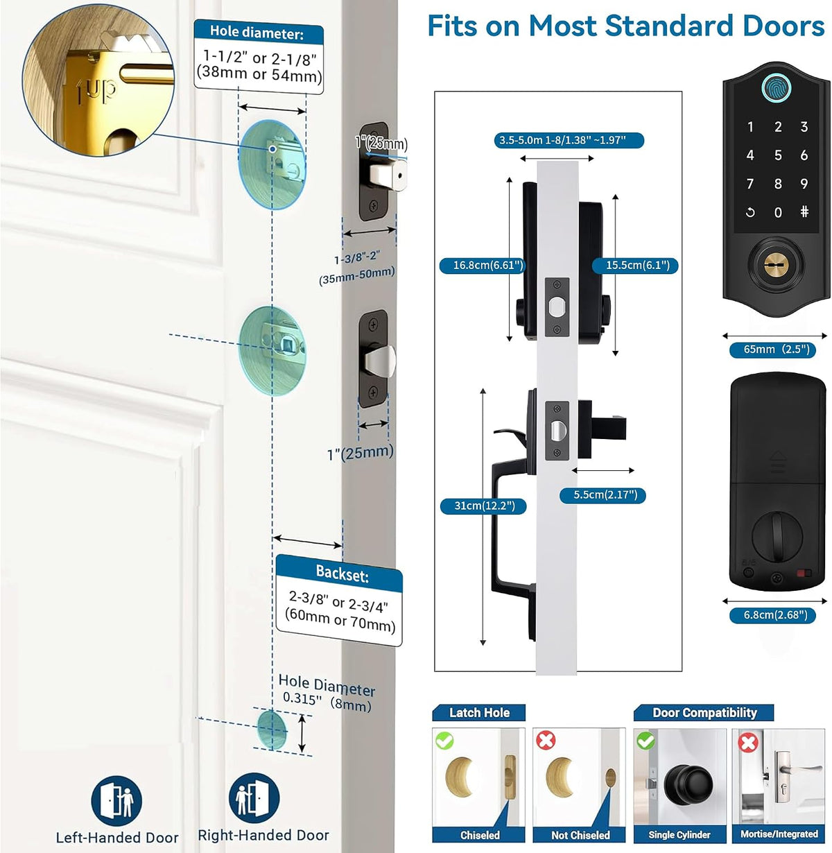 fingerprint smart door lock front door with handle on a desk or shelf