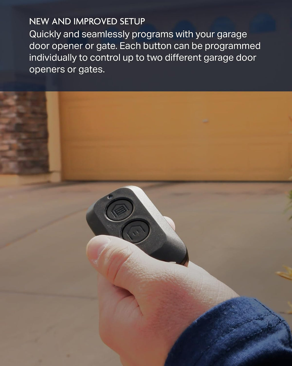 chamberlain genuine myq 2-button garage door opener remote showing dimensions