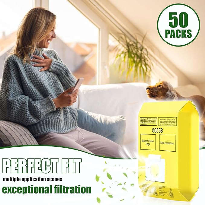 DTESL 50 Pack Vacuum Cleaner Bags Fit