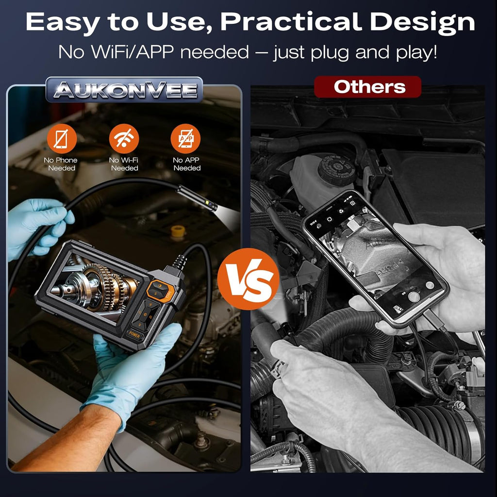 dual lens endoscope camera with light, 4.3" ips, package contents