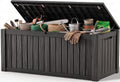 Outdoor Storage Box, 260 Gal Waterproof Resin Deck Box w/Support Rod