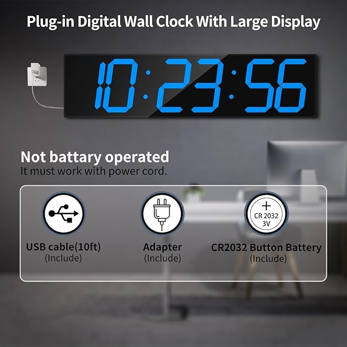 CHKOSDA 28.4''Large Digital Wall Clock, Automic Digital Clock