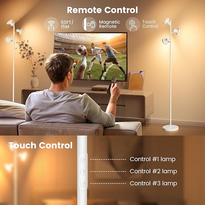 SIBRILLE 36W LED Tree Floor Lamp, Modern Dimmable Standing Lamp