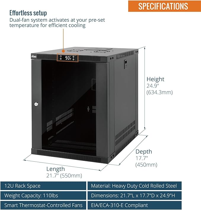 Tecmojo 12U Wall Mount Rack