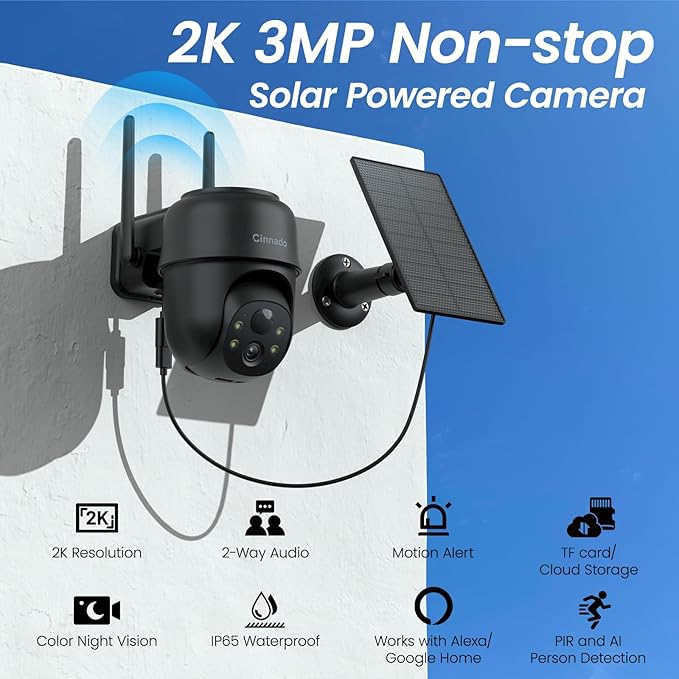 Cinnado 2K Cameras for Home Security-2.4G WiFi Outdoor Camera Wireless