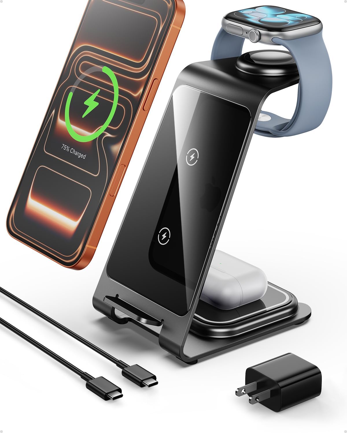 Intoval Aluminum 3 in 1 Wireless Charging Station