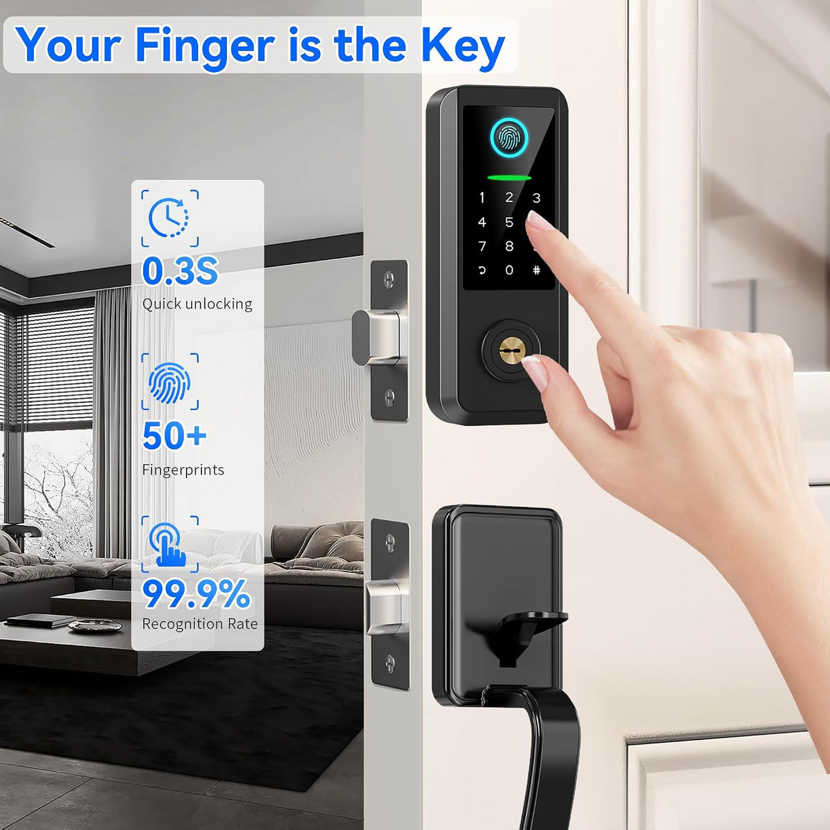 smart keyless entry door lock with handle –, side view