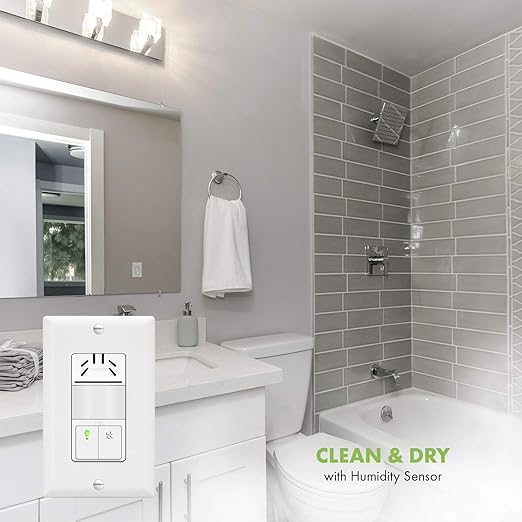 TOPGREENER Dual Tech Humidity Sensor Switch, Infrared PIR Motion & Air Moisture