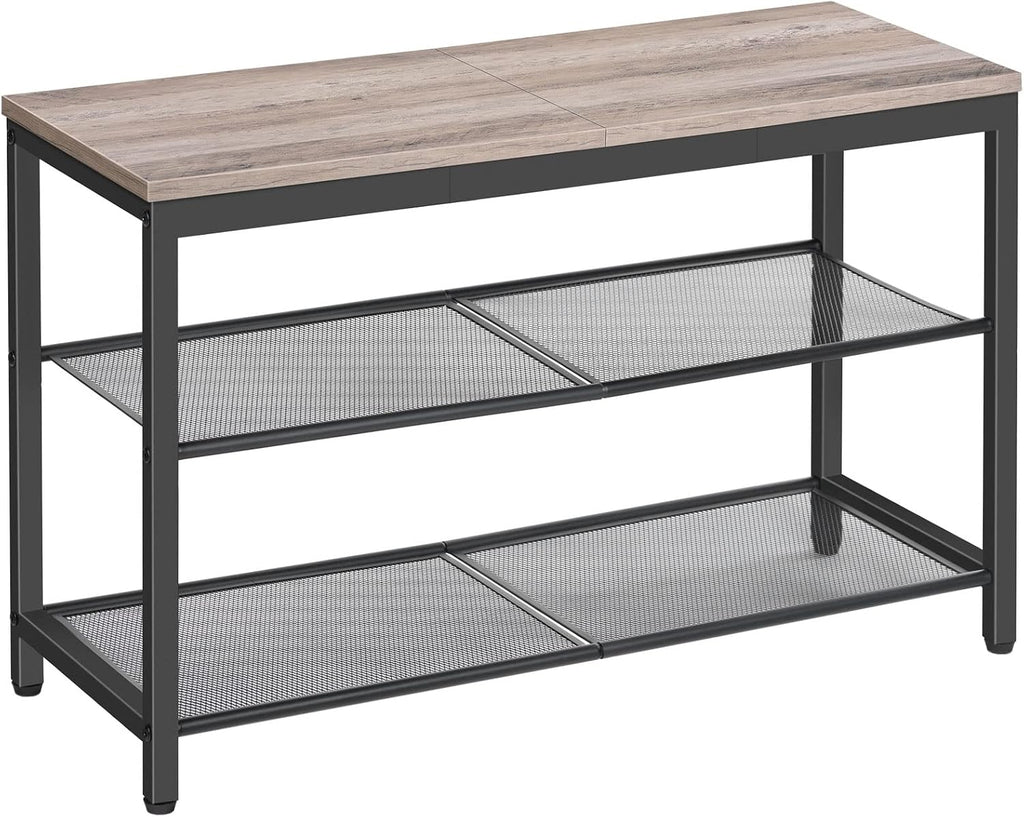 HOOBRO Shoe Bench, 3-Tier Shoe Rack,Industrial Shoe Organizer Storage Bench
