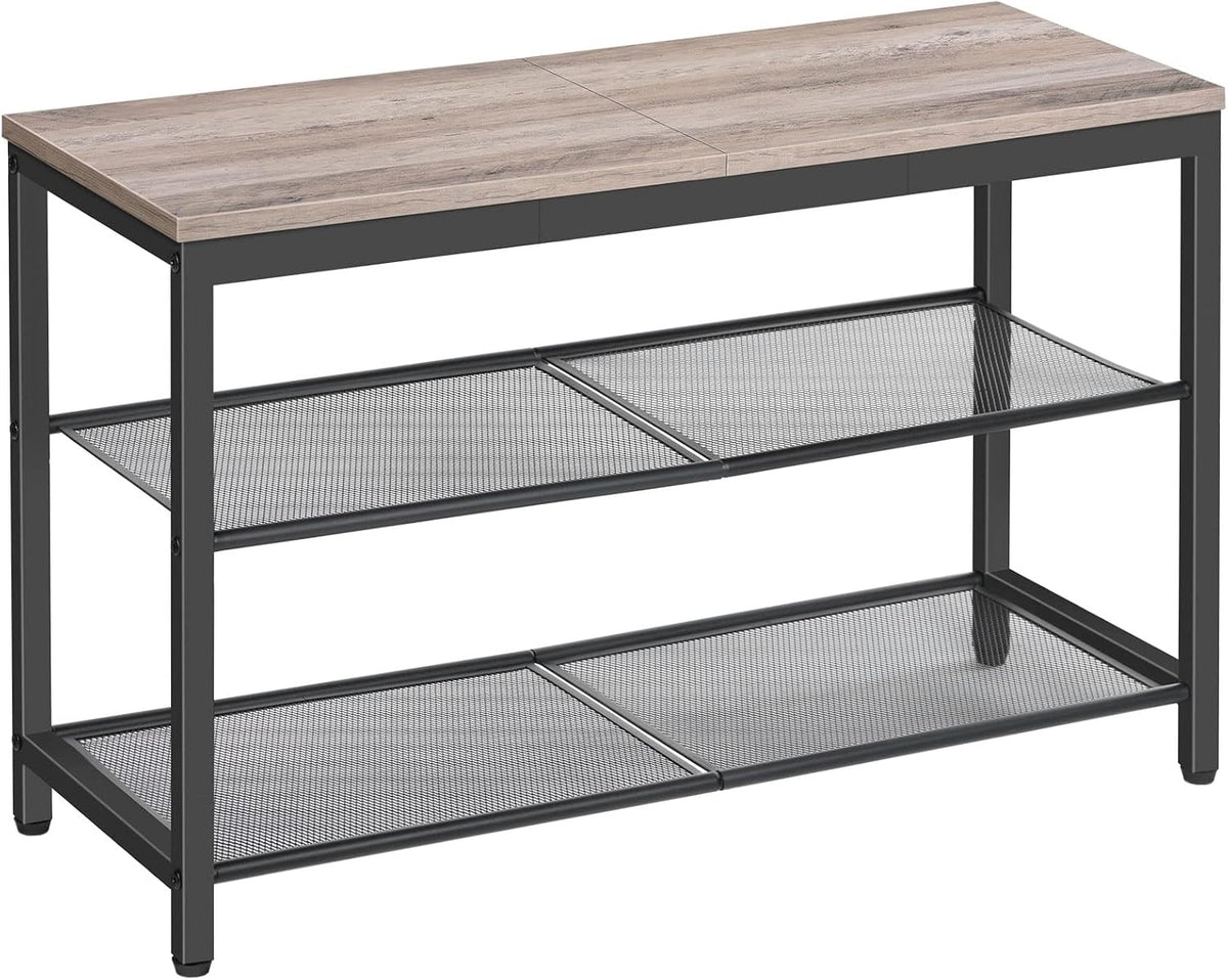 HOOBRO Shoe Bench, 3-Tier Shoe Rack,Industrial Shoe Organizer Storage Bench
