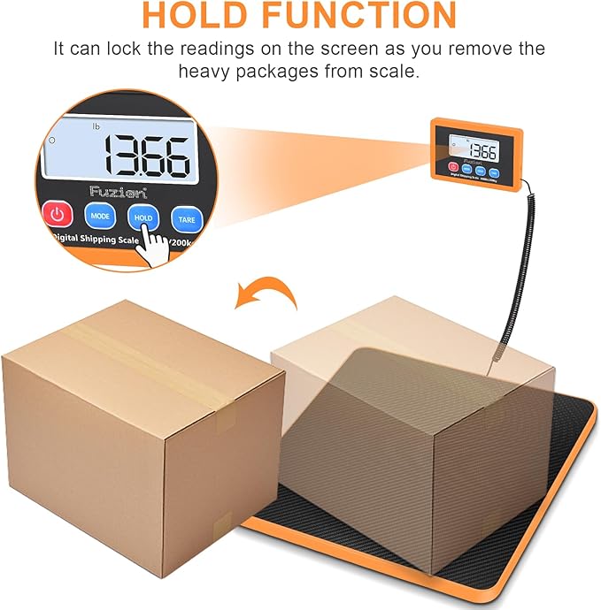 Fuzion Shipping Scale, 440LB/200KG x 10g Digital Postal Scale, Hold/Tare