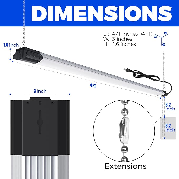 Barrina BS84 LED Shop Light for Garage, 5000K Linkable Light Fixture for