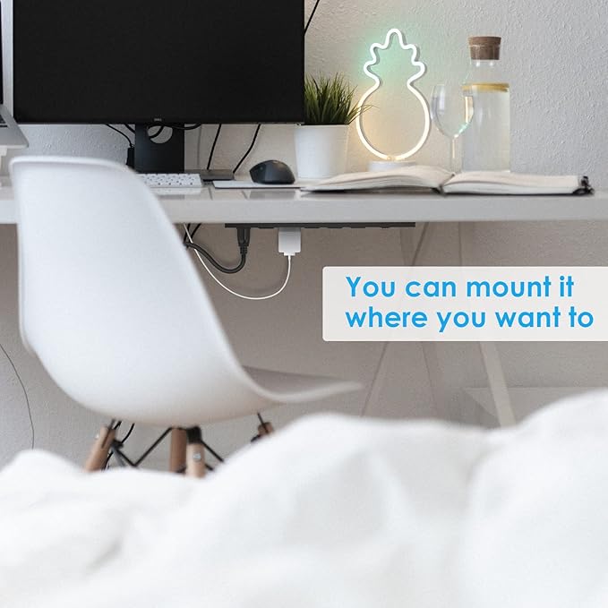2Pack Metal Wall Mount Power Strip, Mountable Power Outlet