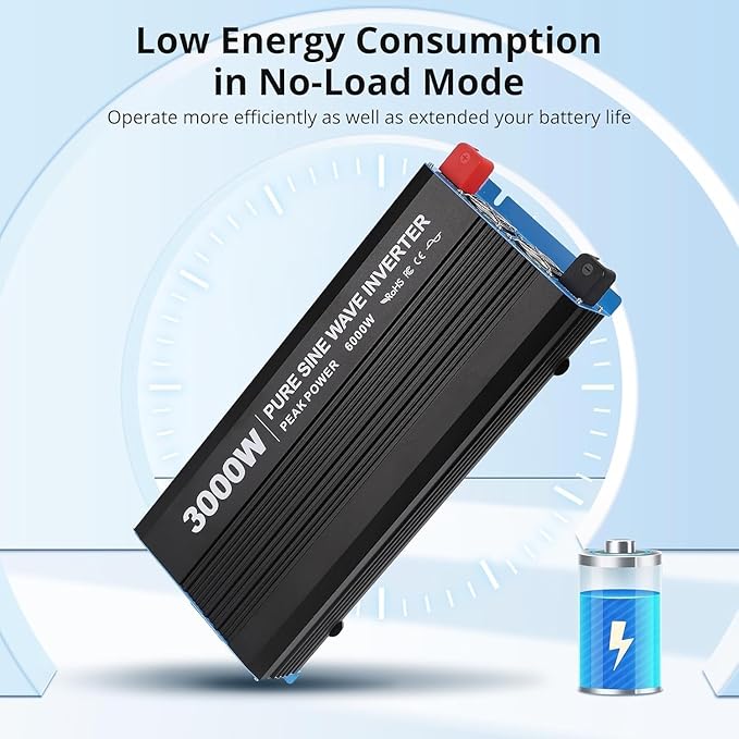 3000W Pure Sine Wave Inverter 1 USB Port 5v/2.4a, LCD Display&Remote Controller