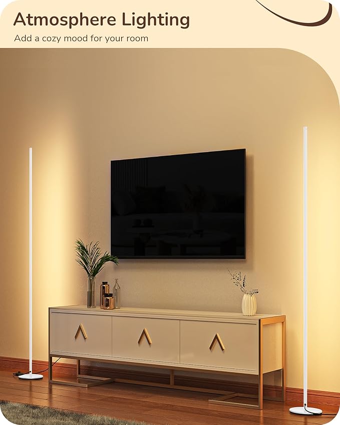 EDISHINE Minimalist LED Corner Floor Lamp (2 Pack)