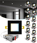 NUWATT 12 Pack 4 Inch Square Ultra-Thin LED Recessed Lighting, Selectable