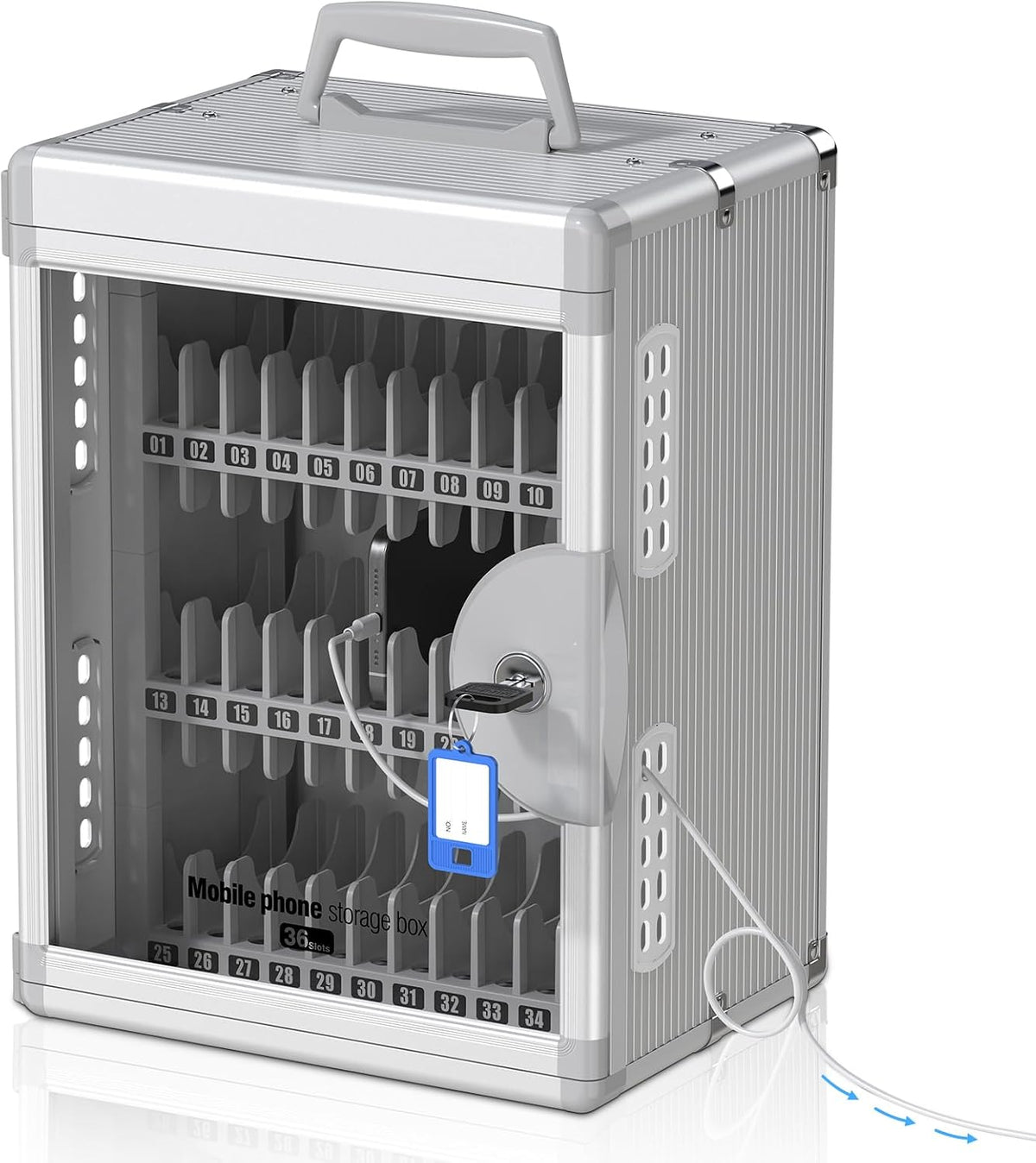 Glosen 36 Slots Cell Phone Locker with Key for Classroom, Phone Storage Box