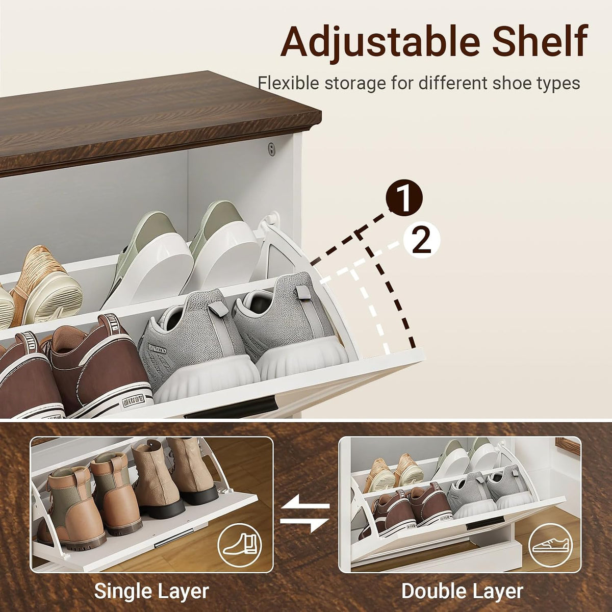 SoBuy Narrow Shoe Bench with Flip Drawers
