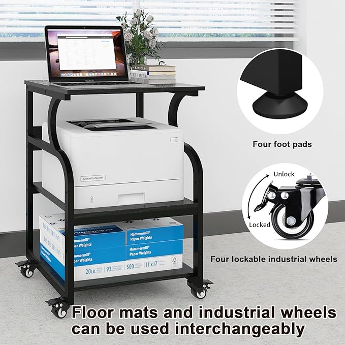 Natwind Large Printer Stand, 3 Tier Rolling Printer Cart