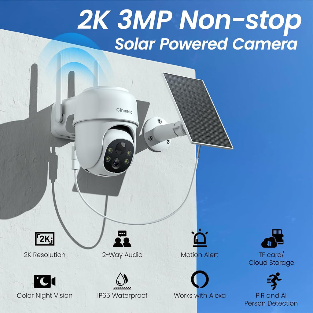 cinnado 2k outdoor cameras for home security solar shown in use