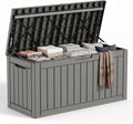 PatioZen 150Gal Resin Storage Box, Lockable Waterproof Deck Box, Grey