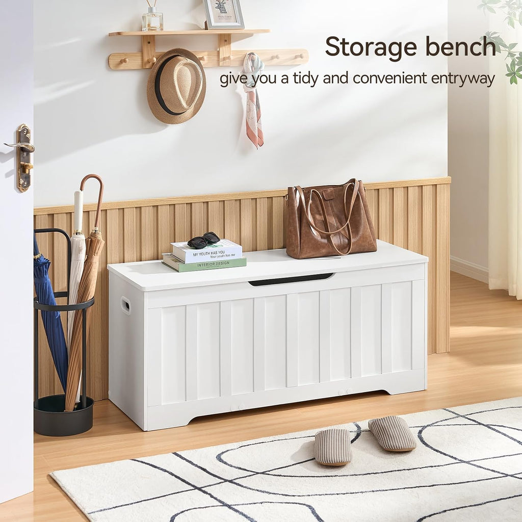 vankiley 43.3" storage chest extra large, storage bench.(white), side view