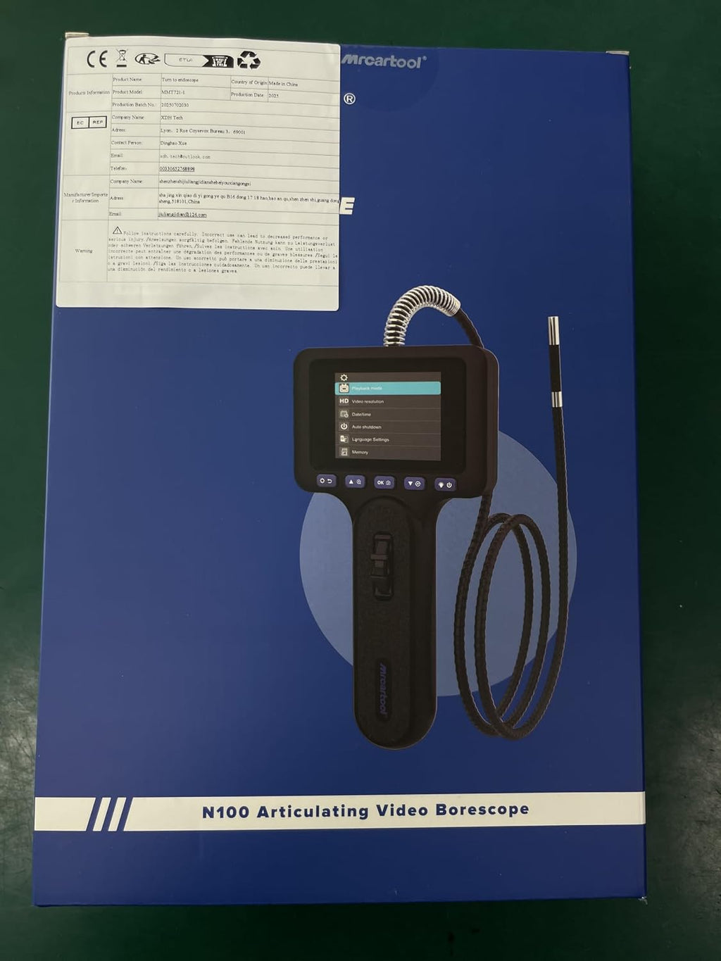 two-way articulating borescope 4" hd with light 4ft shown in use