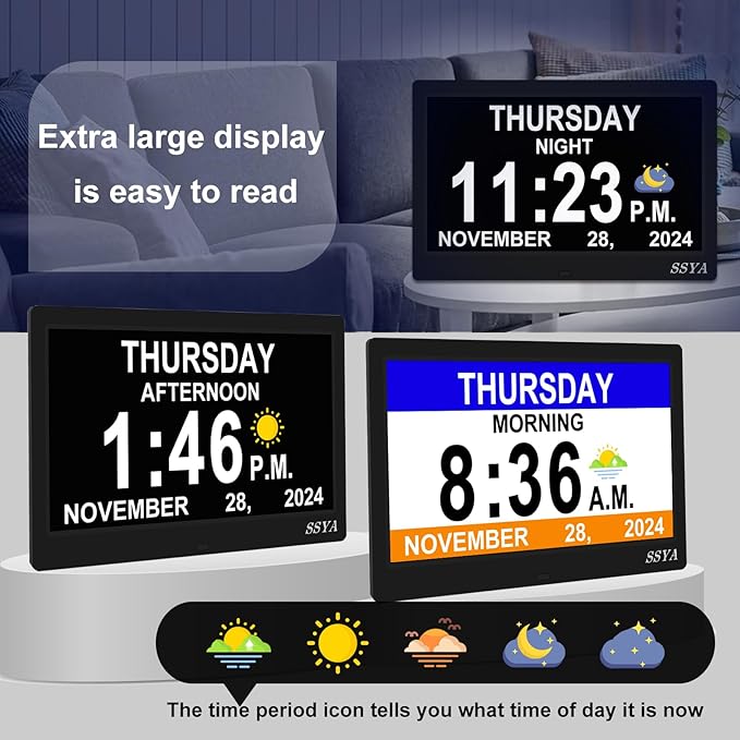 SSYA Dementia Clock for Seniors, Digital Clock