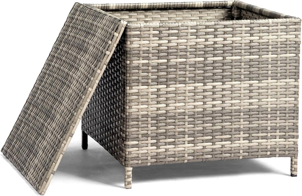 vingli 27 gallon outdoor deck box, wicker outdoor showing dimensions