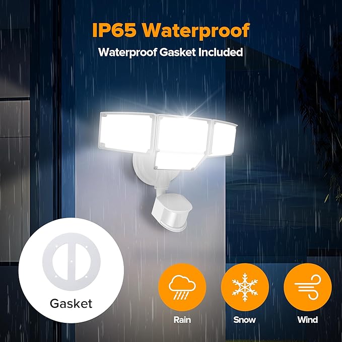 LUTEC 80W 9000LM LED Security Light Hardwire Motion Sensor Outdoor Lights