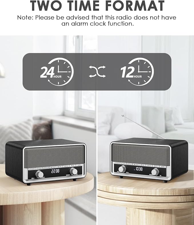 Vintage Wood AM FM Clock Radio