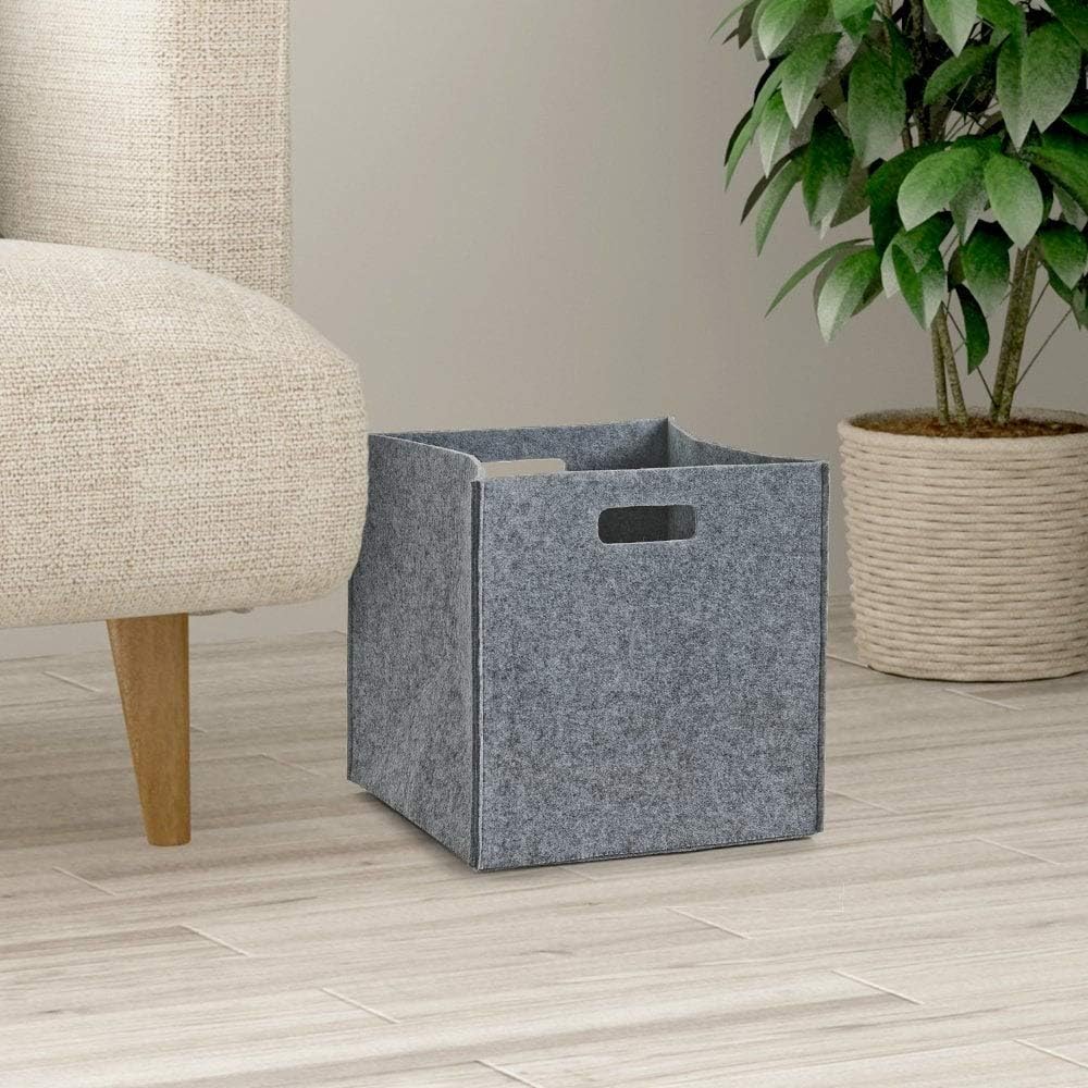 zeller basket, microfiber, grey, 32 x 32 x, side view