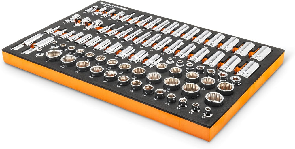 GEARWRENCH 85 Piece 3/8” Drive Master SAE Socket Set in Foam Storage Tray - GWMSSKT38SAE