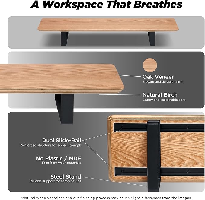 ULTRARM Moodular Wooden Monitor Stand 33.4” Desk Organizer