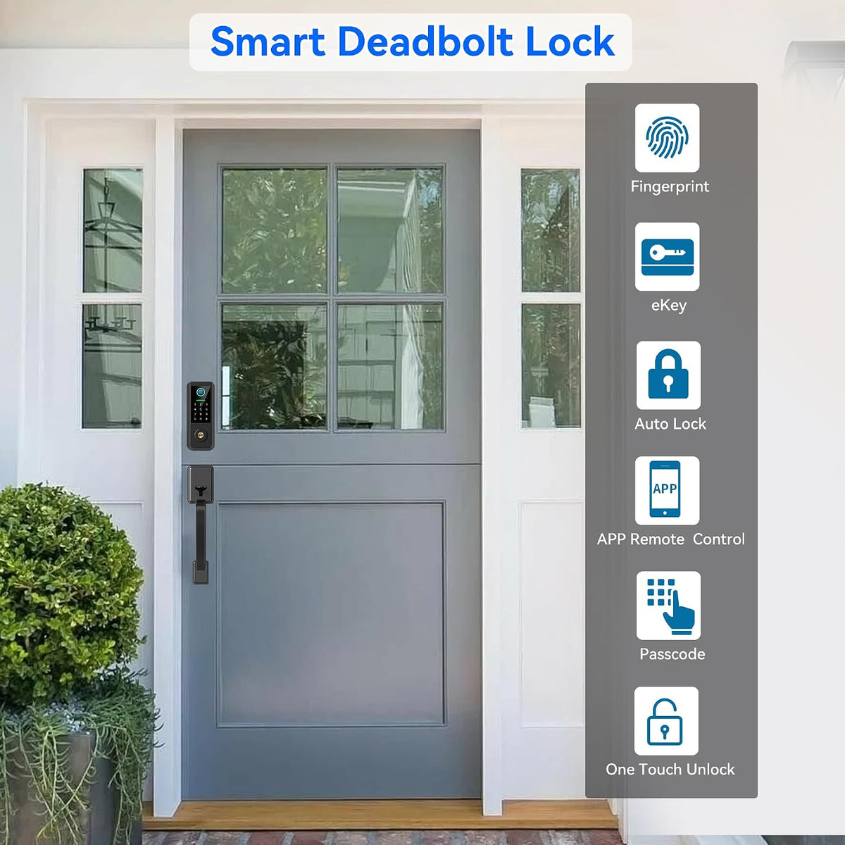 smart keyless entry door lock with handle –, close-up detail