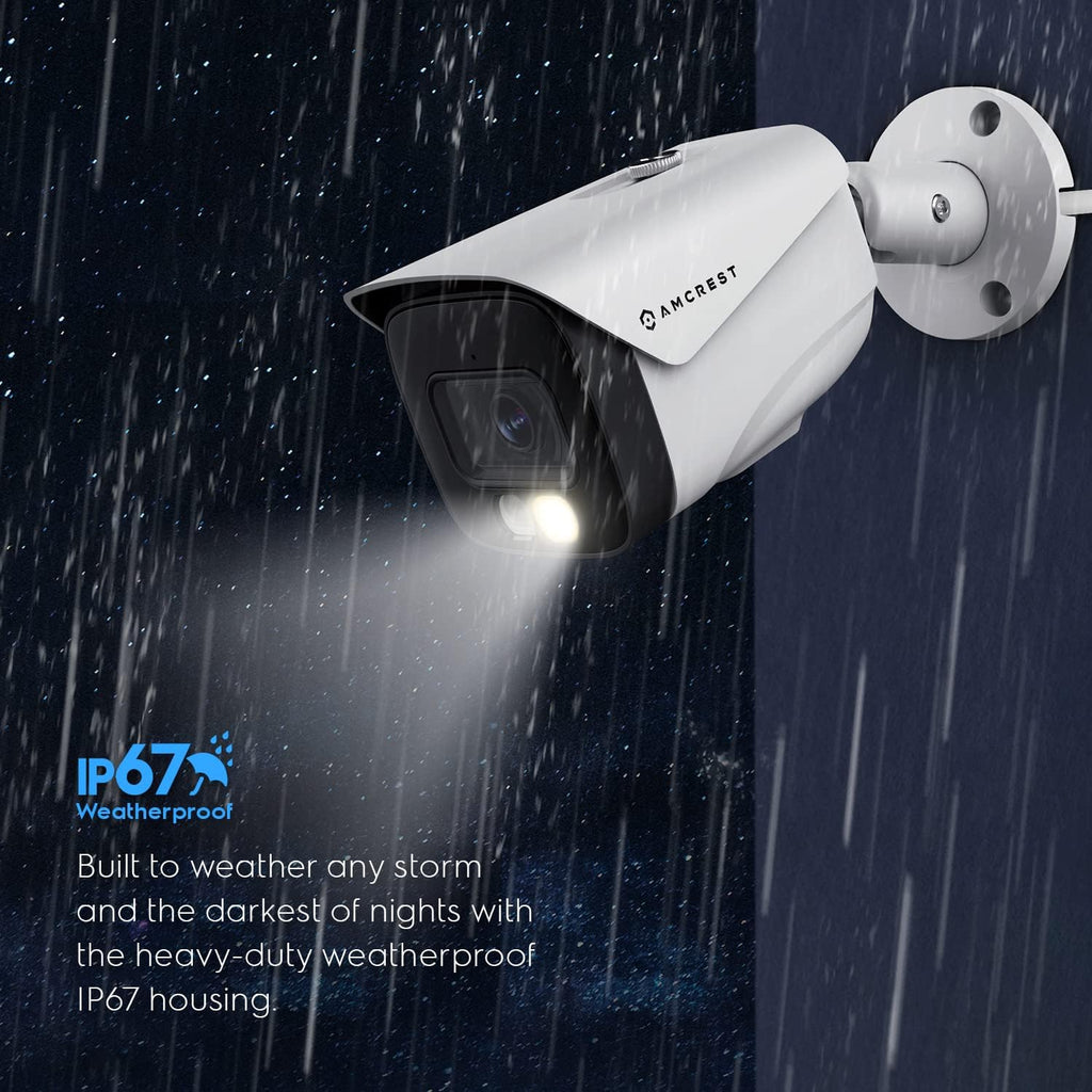 amcrest ultrahd 4k (8mp) ip poe ai camera on a desk or shelf