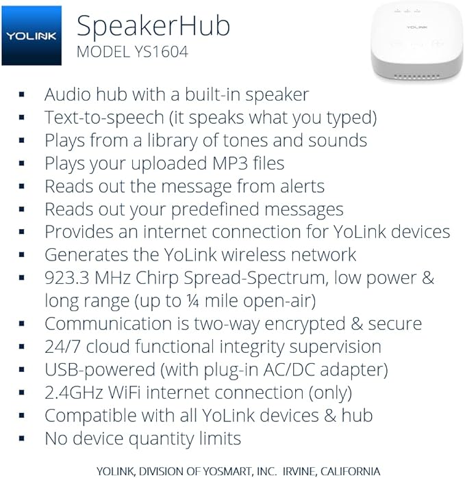 YoLink SpeakerHub & Three Water Leak Sensors Starter Kit – Plays Tones/Sounds (3-Pack)