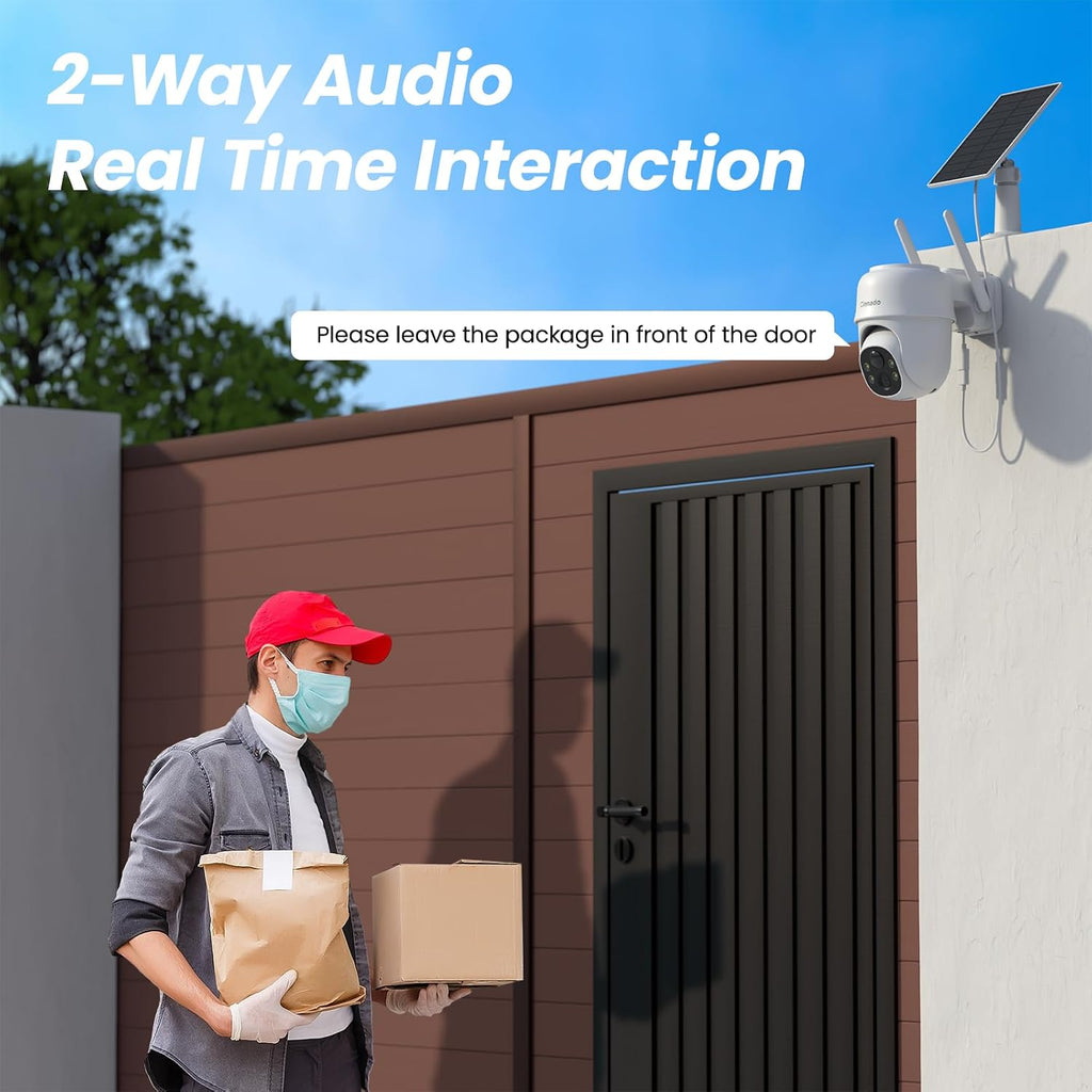 cinnado 2k outdoor cameras for home security solar showing dimensions
