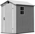 Greesum 4x6FT Plastic Outdoor Storage Shed with Floor, Light Gray
